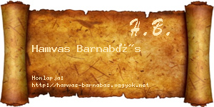 Hamvas Barnabás névjegykártya
